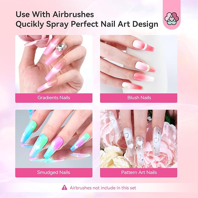 SAVILAND 12 Color Airbrush Gel Polish Set: 2026 Must Have Dilution-Free, Non-Acetone Formula with Fine Mist Sprayer for French & Ombre Nail Art, Home and Salon Use