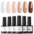 modelones Gel Nail Polish Set- 6 Colors White Nude Brown Gel Polish Skin Tone Neutral Beige Tan Taupe Nail Polish Kit Popular ALL Seasons Soak Off Soapnails Nail Art Manicure DIY Salon Gift for Women