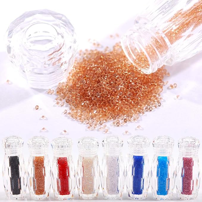 24000Pcs Of Mini Glitter Caviar Micro Crystal Beads 3D Nail Art Rhinestone Decorations DIY Manicure Accessories (diamond)