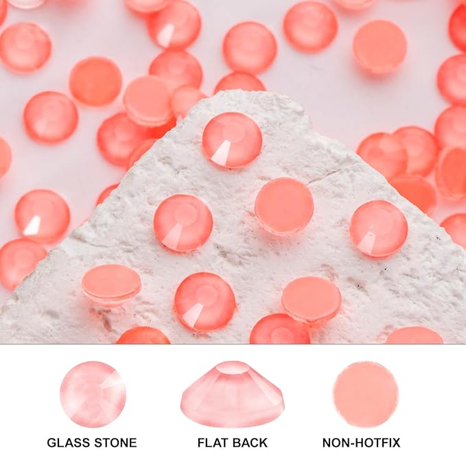 Novani 3000 Pieces Flatback Rhinestones Glass Round Gems Mocha Lt.red Crystals for Nail Art DIY Crafts Clothes Shoes,SS6,1.9-2.0mm