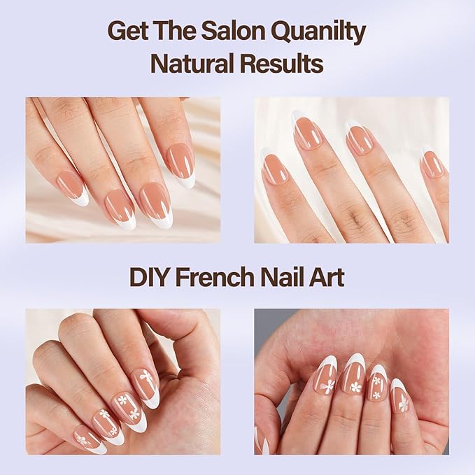Misssix X-BASIC TIPS French Tip Press On Nails, 150Pcs French Gel Nail Tips Short Almond, Soft Gel Pre-shaped No Need to File 3 in 1 Nail Tips, Fake Nails for Nail Art DIY Extension Designs 15 Sizes
