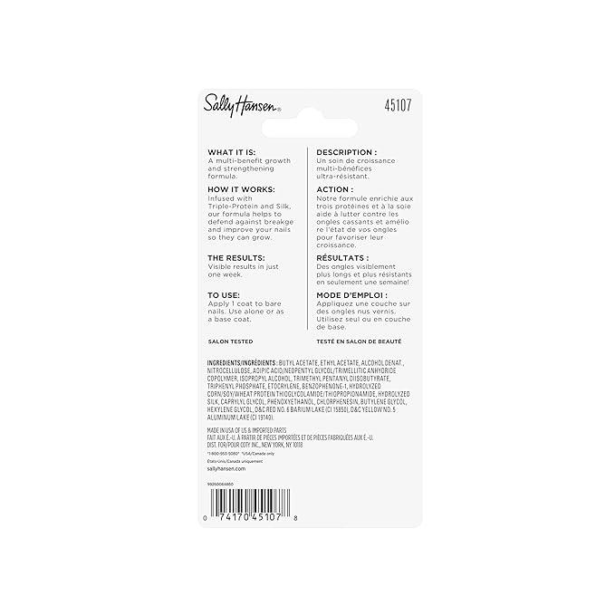 Sally Hansen Nail Treatment Nailgrowth Miracle® Growth Treatment | Infused with Soy Protein, Keratin, Collagen & Multi-Vitamins | Strengthens & Protects Nails