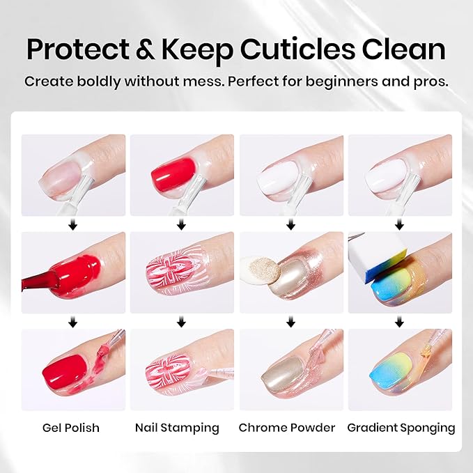 Beetles White Liquid Latex for Nails 15ml - Latex Nail Polish Barrier Peel Off Cuticle Guard for Gel Nail Polish Protector for Fingers Air Dry Manicure Cuticle Protectors with Stick Gifts for Women