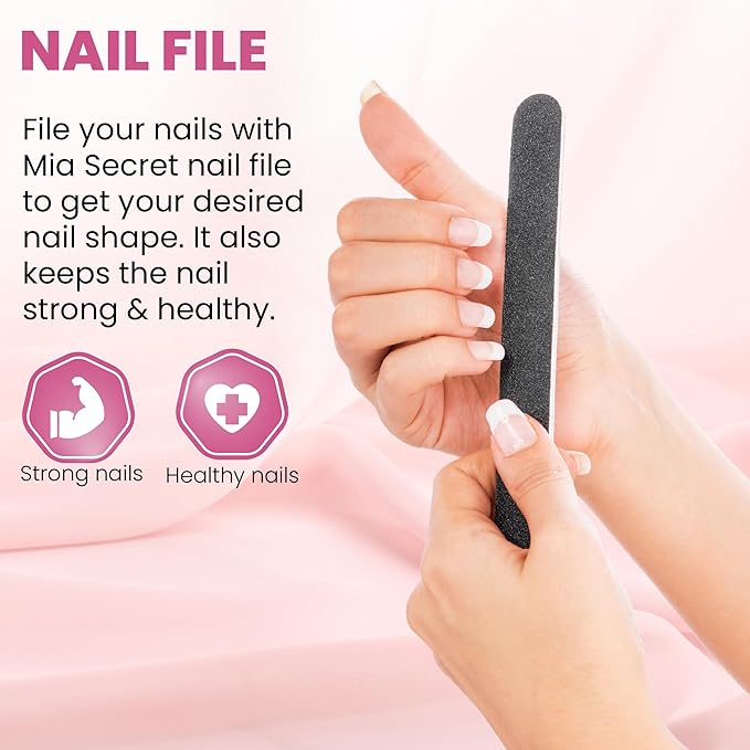 MIA SECRET Pink Acrylic Nail Kit - Full Kit With Powder, Liquid Monomer, Primer, Glue, Top Coat, 20 Nail Tips, Brush, Emery Block, File