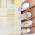 12 Sheets Gold Nail Art Stickers Gold Line Nail Stickers Irregular Nail Decals Self Adhesive Nail Art Supplies for Women Girls DIY Manicure Nail Art Decorations