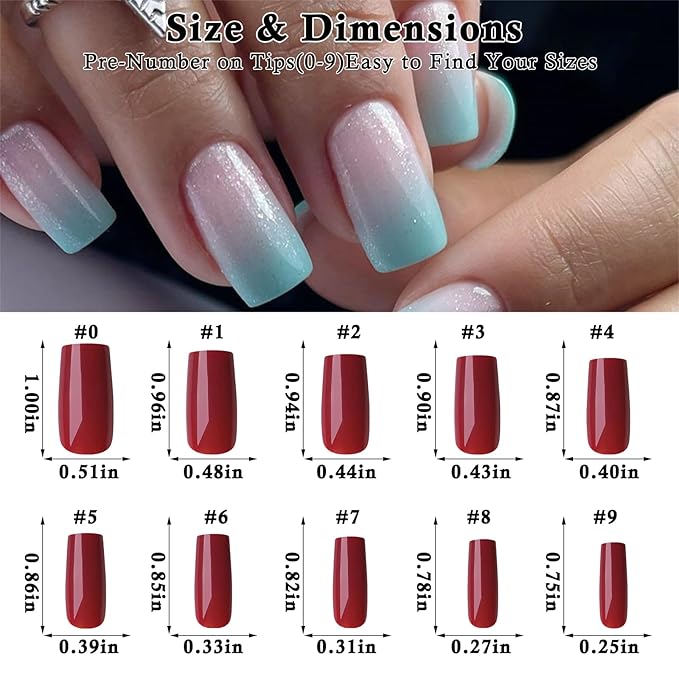 LoveOurHome 576pc Medium Square Press on Nails Kit Glossy Colored Straight Fake Nails Full Cover Artificial Fingernails Acrylic Tips Manicure Design Decor 24 Colors for Women Teens Kids