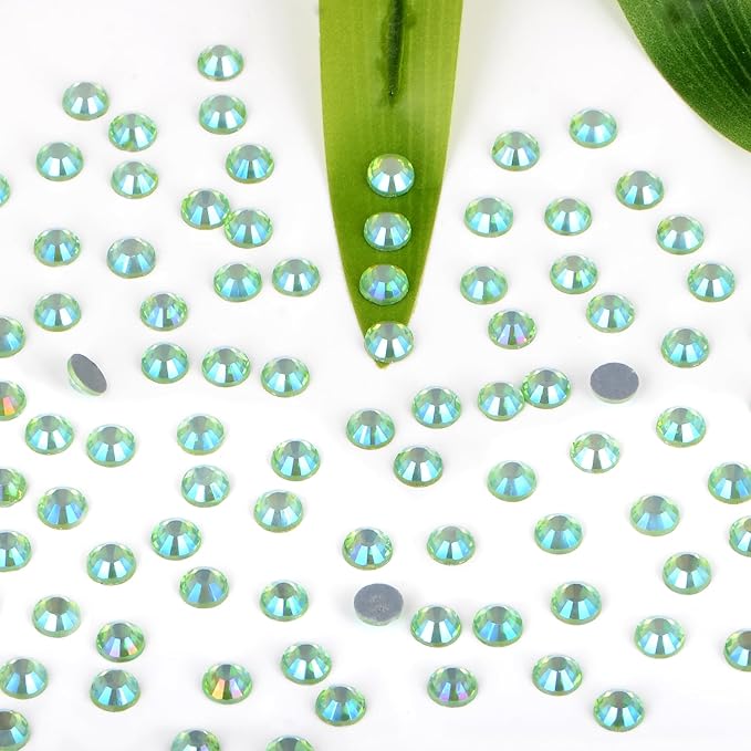 Bymitel Hotfix Crystal Rhinestones Round Gems Iron on DIY Jewelry Making Flat Back for Crafts,Peridot AB, 2mm(SS6/2880pcs)