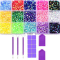 Transparent 17500PCS Flatback Rhinestones 15 Mixed Color Flat Back Gems Round Shape Crystals Rhinestones for Crafts Nail Face Art Shoes Diamond Painting (3mm?17500PCS+Tool)