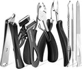 Toenail Clippers for Seniors Thick Toenails, Curved Blade Angled Nail Clippers and Straight Nail Clipper, Heavy Duty Ingrown Toenail Clippers, Large Toe Nail Cutter Clippers for Ingrown Nails