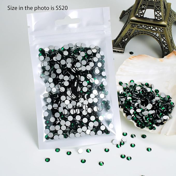 1440pcs Flat Back Rhinestones Glitter Round Crystal Gems Glass Rhinestones for Crafts Nail Art Clothes Shoes DIY Decorations, Emerald, SS16, 3.8-4.0mm