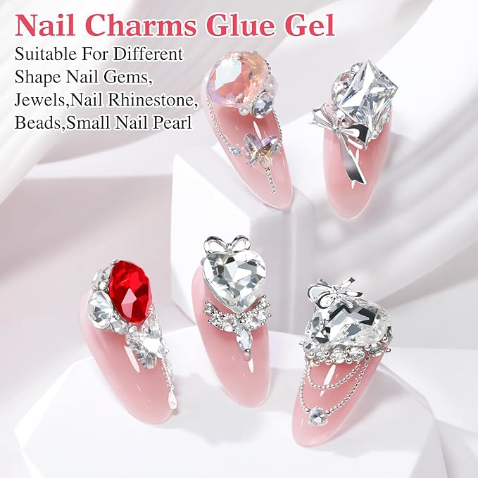 Double Rhythm 1.4 Oz Rhinestone Glue for Nails Gel Glue Design 3D Art Jewels Charm Gem Decoration 40ML Salon DIY (Rhinestone Glue Clear)