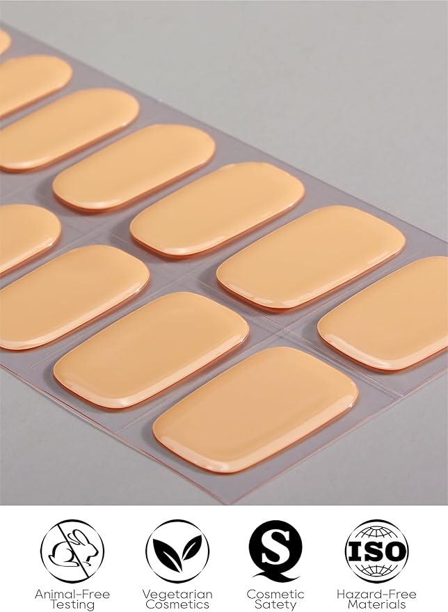 Semi Cured Gel Nail Strips - UV Light Gel Nail Stickers - 20 Long Lasting Salon Quality Wraps (Tropical Melon Orange)
