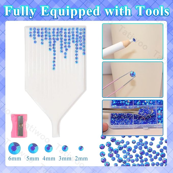 20000Pcs Royal Blue Flatback Jelly Resin Rhinestones for Bedazzling, Mix Sizes Crystal Rhinestones Gems, Blue AB Gems Bedazzling for Crafting for DIY Face Makeup Crafts Tumblers