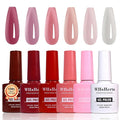 TPO Free Jelly Translucent Gel Nail Polish Set，6pcs 10ml Red Pink Purple Milk White Long-lasting Soak off UV Light Suit Give It to Women as a Gift for Daily Life at Home (119-C)