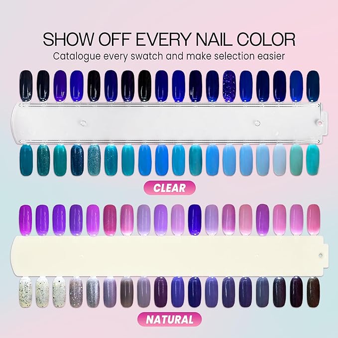 10 Palettes Beauticom 36 Nail Tips Display Board for Nail Art Design Pattern Practice and Swatch Nail Polish Colors (36 Tips Palette (Clear), 10 Pieces)