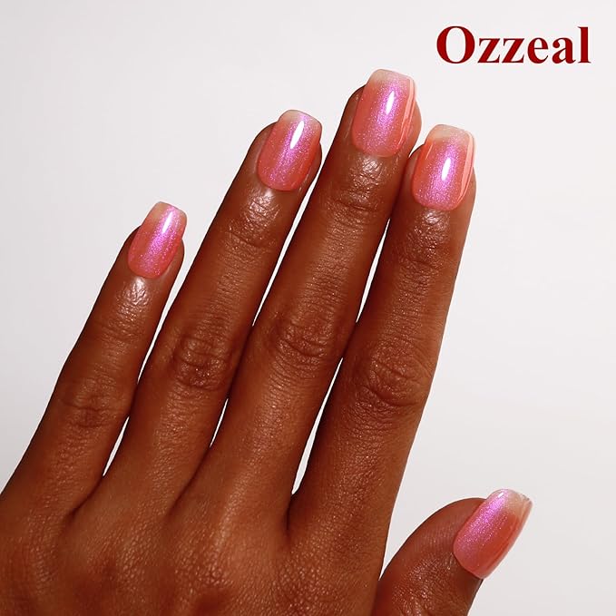 Glitter Gel, Light Coral Peach Iridescent Nail Polish - Sparkle Shimmer Glitter for Summer Rainbow Soak off LED UV Gel Art DIY Manicure 15ML