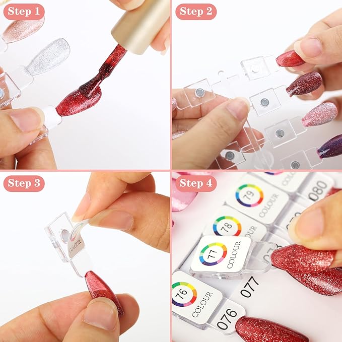 Magnetic Nail Swatch Book,180 Nail Color Display Book with 192 Magnetic Tips,Professional Nail Salon Color Display Book for Easy Preview & Storage