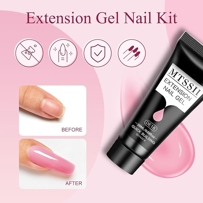 MTSSII Gel Nail Polish Set 6Pcs Gel Polish + 3Pcs Poly Nail Gel Set Nude Pink Purple Series Poly Extension Gel Nail Polish Manicure Salon at Home 15Pcs