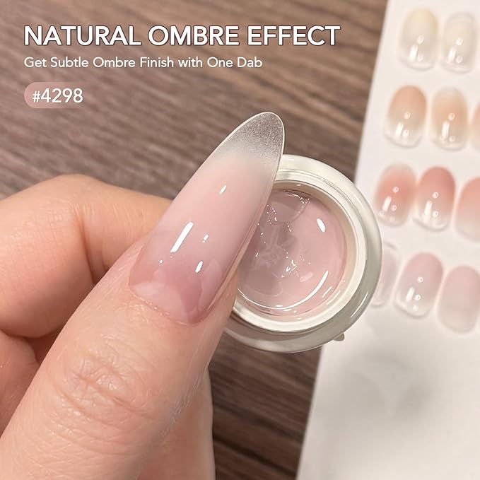 GAOY Ombre Gel Nail Polish Kit, 4 Colors UV LED Painting Gel with Sponges, Long-lasting Soak Off Pigmented Colors, Beginner Friendly Gradient & Aura Nail Art Set for Home & Salon Use, Dawn Veil