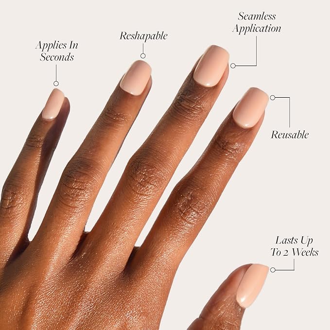 Glamnetic x GLAMZILLA Press On Nails - FOR THE “IT” GIRLS | Short Squoval Nude Fake Nails, Semi-Transparent, Salon Quality, Everyday | 15 Sizes - 30 Nail Kit with Glue