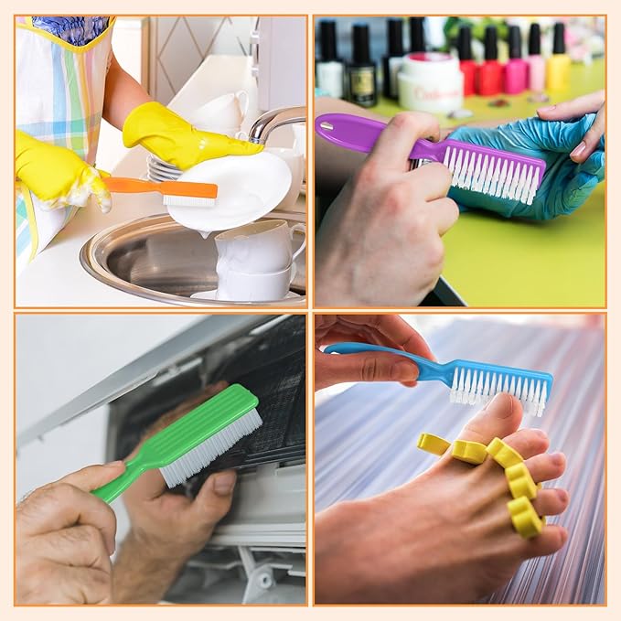 Mifoci 120 Pcs Handle Grip Nail Brush for Cleaning Fingernails Cleaner Scrub Brush Bulk Hand Cleaning Brushes Soft Stiff Bristles Pedicure Manicure Tools for Nail and Toe(Neon Color)