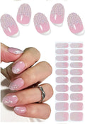 Semi Cured Gel Nail Strips, French Laser 20pcs Adhesive UV Sticker, Wraps for Home Manicure DIY