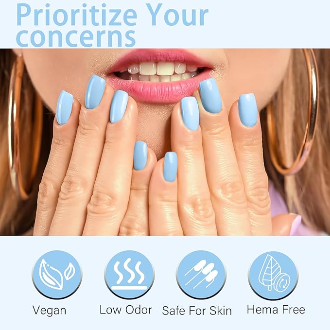15ml Light Blue Gel Nail Polish, Pastel Blue Gel Polish, Milky Pale Color Same Color Same Bottle, High Gloss U V Soak Off Nail, DIY Sparkle Manicure Salon