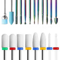 20pcs Nail Drill Bits Sets, 3/32 Inch Ceramic Diamond Cuticle Electric Nail Cutter Acrylic Gel Nail Bit Kit, Cuticle Remover Crystal Nail Extension Bits for Nails Home Salon
