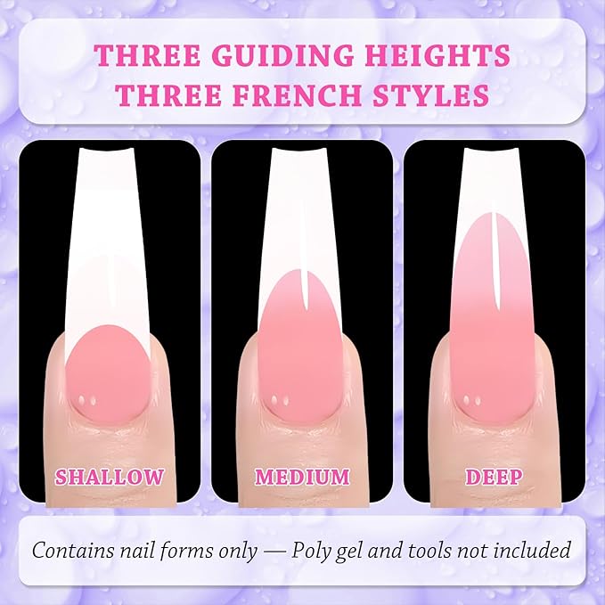 outopen 150pcs Long Straight Stiletto Coffin Nail Forms Thicken Clear Coffin Shape Nail Mold for Polygel Acrylic Extension Full Cover Fake Press On Nail Molds for Beginners DIY Manicure,15 Sizes
