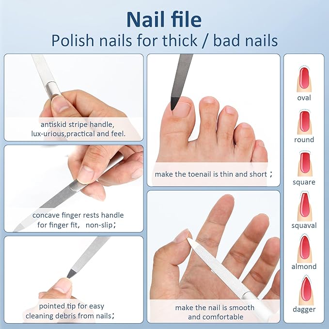 3PCS Cuticle Pusher and Gel Polish Remover Set with Nail Files, Salon Quality Metal Acetone Gel Nail Polish Peeler Scraper Durable Professional Manicure Pedicure Cleaner Tool For Fingernail Toenail
