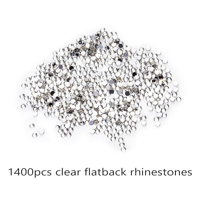 LIGHT RAIN Rhinestone Picker Tool - 2pcs Dual-head Bedazzling Pen with 4 Wax Tips, 8pcs Clay, Adjustable Precision Tweezers, 1400pcs Rhinestones and 2pcs Organizer Tray Kit for Nail Art