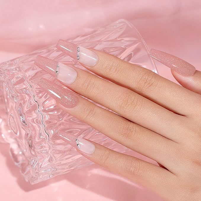 RARJSM Nude Rubber Base Gel Nail Polish Rainbow Glitter Sheer Light Pink Rubber Base for Nails Iridescent Brush on Quick Extend Builder Hard Gel Soak Off Curing Requires 15ml French Manicure