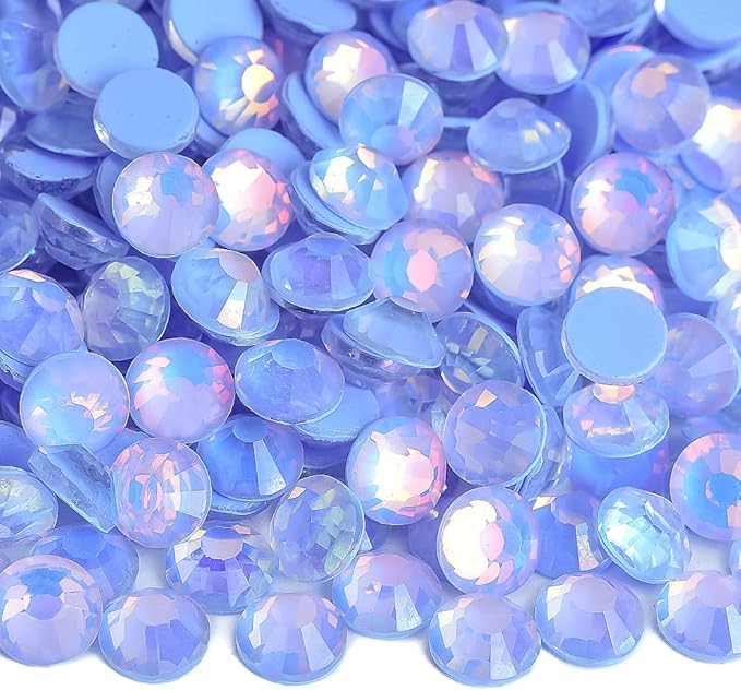 Blinginbox Flatback Rhinestones Round Gems, 1440pcs Luminous Series Glass Stones Neon Gems Non Hotfix Crystal Rhinestones for Nail Charms Crafts Clothes Tumblers,Lt.Sapphire Luminous Opal,SS16.