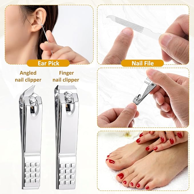 24 Set Travel Manicure Set Nail Kit Women Nail Clipper Kits Manicure Kit for Women Men Stainless Steel Pedicure Sets with Black Travel Case Portable Grooming Kits Gifts for Nails Care Gifts