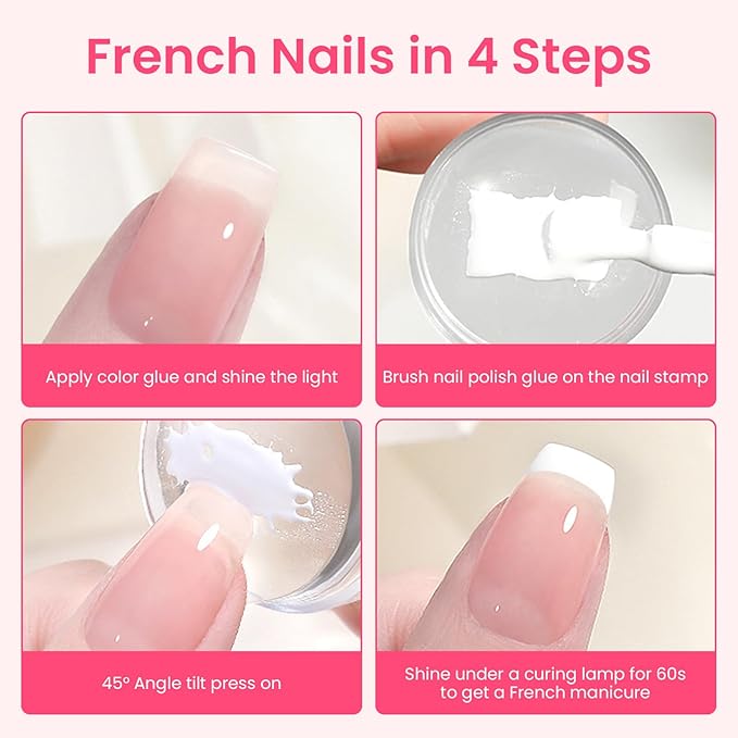 6PCS French Tip Nail Stamp Art Kit Clear Silicone Nail Jelly Stamper With Scrapers Polish French Manicure Stamping Set For Women Diy Artists Salon