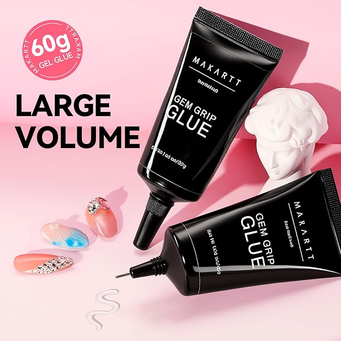 Makartt Rhinestone Glue for Nails - 60G No Wipe Super Strong Nail Gem Glue Bling Gel for 3D Decorations Nail Art Gems Jewelry Diamond for Nails Techs Supplies Beginners Nail Lamp Required