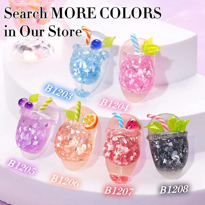 Double Rhythm 0.5Oz Glitter Gel Polish Same Color Same Bollte Shimmer Reflective Color for Nail Art Salon DIY Soak Off 15ml Nail Lamp Gel Polish at Home (Shell Black-B1208)
