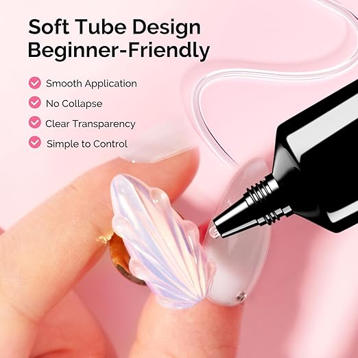 MelodySusie 3D Nail Gel for Sculpting, Clear Nail Art Glue for Drawing, Charms, Rhinestones Chrome Powder No Wipe UV/LED Light Cured Sculpting Gel for 3D Nail Art Designs Salon DIY Use 2PCS