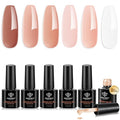 modelones Builder Nail Gel Polish Set, Base Colors 8-in-One Jelly Caramel Brown Latte Clear Builder Nail Gel for Nails Strengthener Hard Extension Rubber Lamp Cured 6 Colors