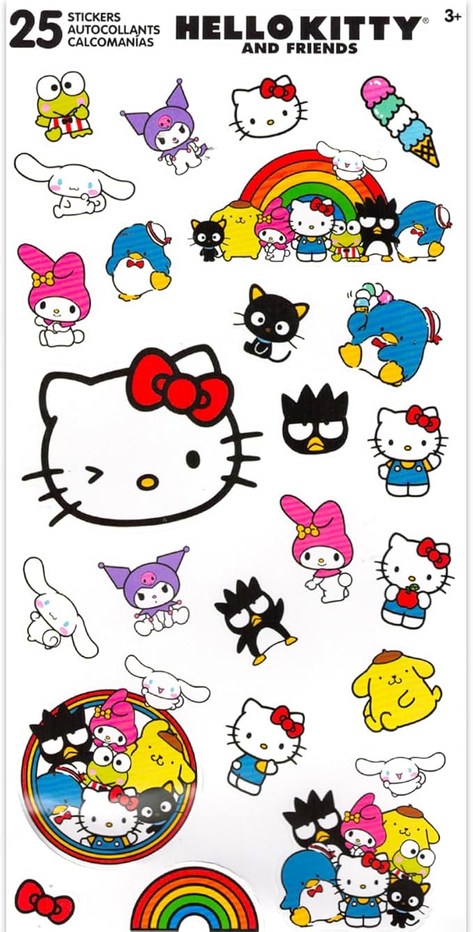 Hello Kitty Press-On Nails for Kids - Bundle with 12 Kitty Stick-On Nails Plus Nail Art Stickers, More