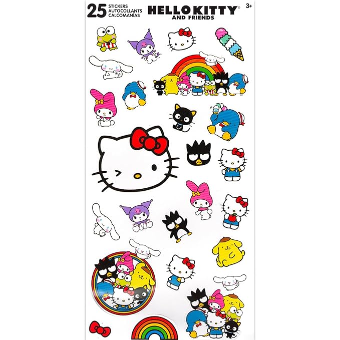 Hello Kitty and Friends Press-On Nails for Kids - Bundle with 48 Stick-On Nails Featuring My Melody, Kuromi, Cinnamoroll, More Plus Stickers, More | Hello Kitty Manicure Kit for Girls