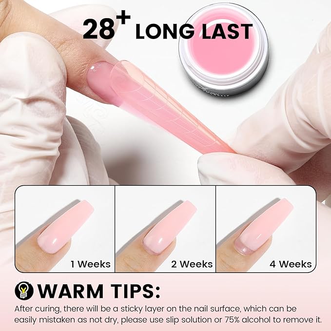 50g Builder Gel for Nails, Long-Lasting Soak-Off Nail Extension Gel for Beginners & DIY Home Salon Manicure(YMH003-Light Nude Pink)