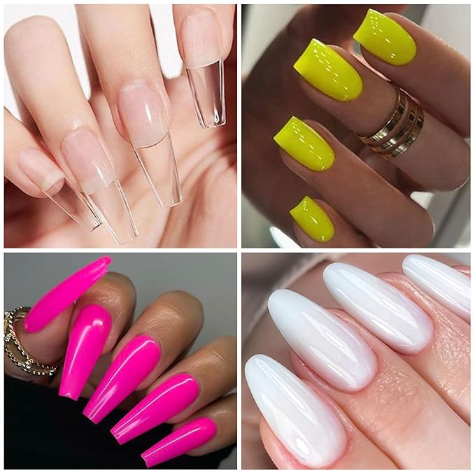 MTSSII 13Pcs Poly Extension Gel Nail Kit 6 Colors Neon Poly Gel Kit with Slip Solution and Mini Lamp Nail Art Design Beginner Home Manicure Set