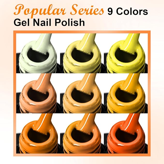 MEET ACROSS 12pcs Gel Nail Polish Set,Soak Off UV LED Lamp Gel Nail Polish Kit,Fashion Shimmer Nail Art Design Gifts for Women Manicure Salon (Yellow)