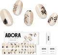Semi-Cured Gel Nail Strips - 20 Salon-Quality Gel Sticker with UV Light Required, Long Lasting, Easy Application & Removal, Includes Prep Pad, Nail File, Wooden Stick (Latte Leaves)