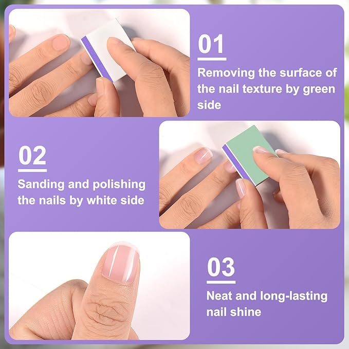 CGBE Nail Buffer Block and Shine Kit, 50 Count Mini Nail Buffer for Polishing Smooth and Shiny Natural Nails Fingernail Mini Buffer Nail File Smoother Buffer Block 1000/4000 Grit - Purple