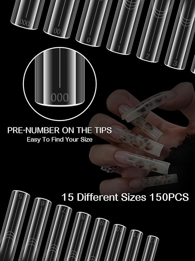 TOROKOM Poly Nail Gel Dual Nail Forms, 150 PCS Poly Nail Gel Square Structure Nail Molds for Builder Gel Poly Extension Gel Nail Art Design Salon&DIY