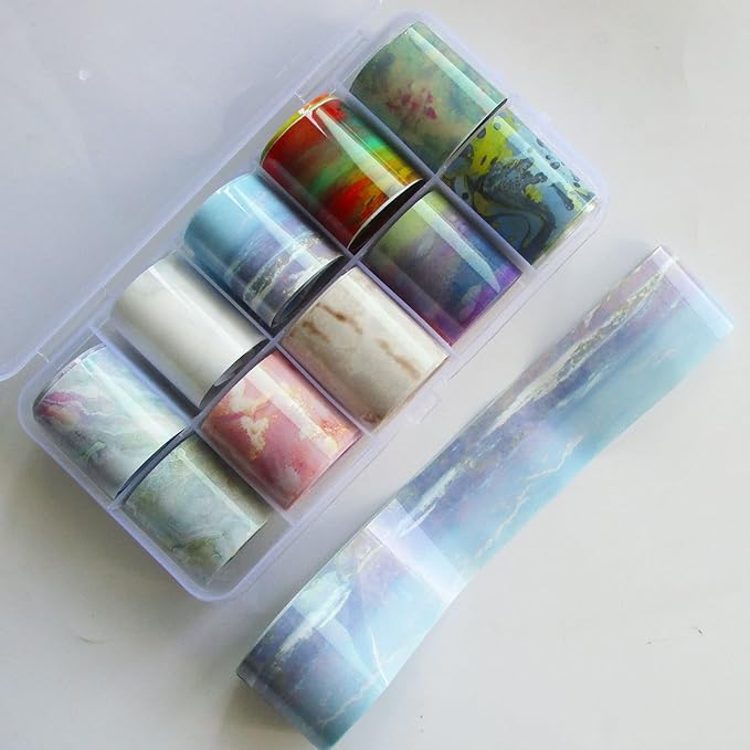 LoveOurHome 30 Sheet Holographic Nail Transfer Foils Marble Starry Sky Gold Silver Nails Art Foil Stickers Decals Manicure Fingernail Tattoo Decorations Accessories for Acrylic Tips Crafts