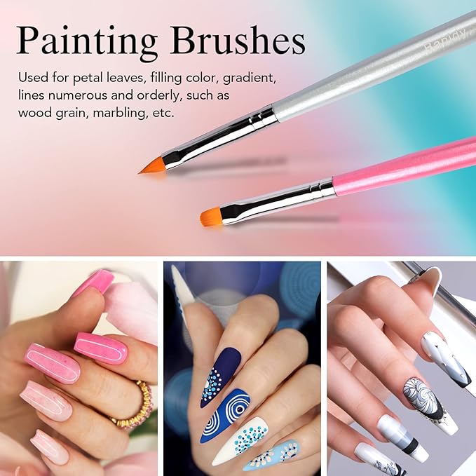 Nail Art Brushes for Gel Art Design Brush Tools Dual-Head Pen Painting Set Include Extension Brush Liner Brush Dotting Pen for DIY Manicure Polish