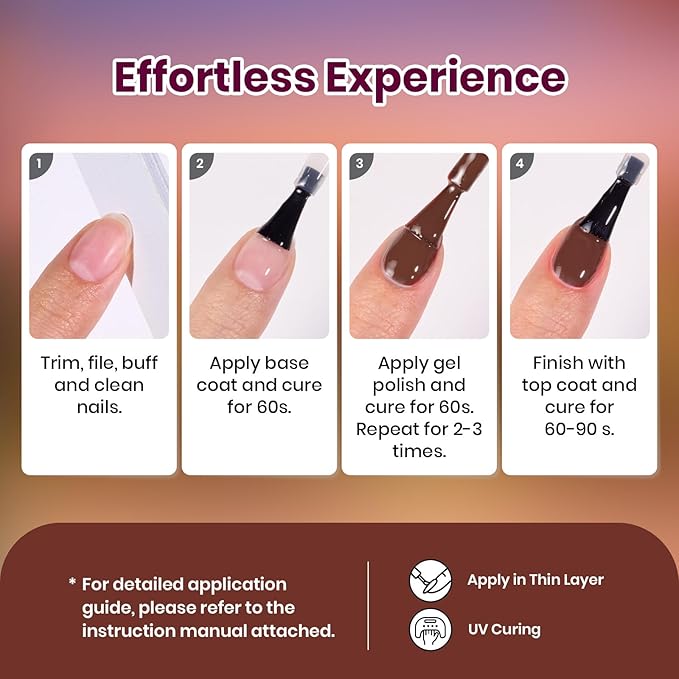 beetles Gel Polish Set - Twilight Grove Whisper Collection, 6 Colors Dark Brown Burgundy Colors Red Green Nails Art Soak Off Uv LED Nail Kit Minicure DIY Home Gifts for Women